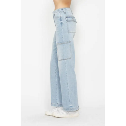High Waist Straight Cargo Jeans.