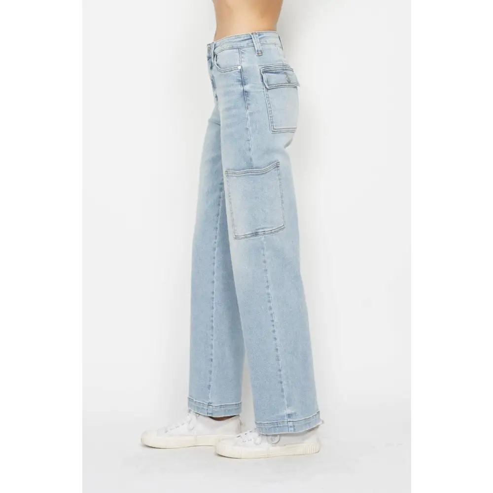 High Waist Straight Cargo Jeans.