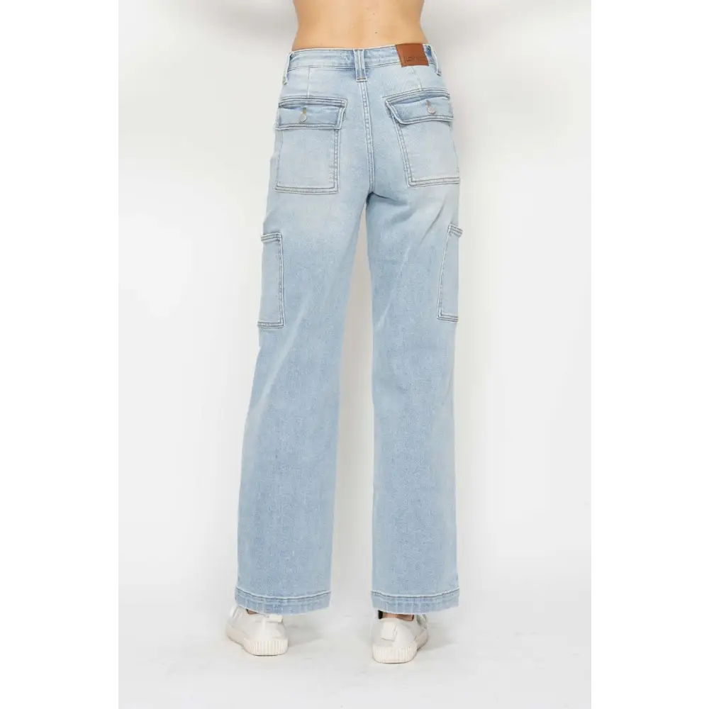 High Waist Straight Cargo Jeans.