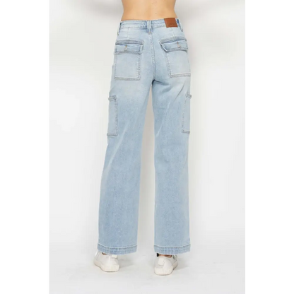 High Waist Straight Cargo Jeans.