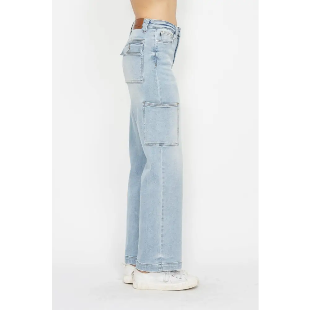 High Waist Straight Cargo Jeans.
