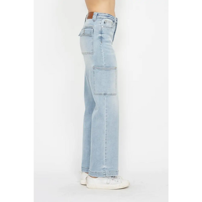 High Waist Straight Cargo Jeans.