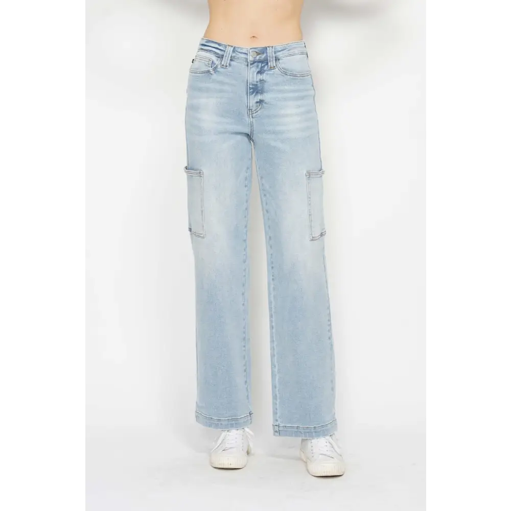 High Waist Straight Cargo Jeans.