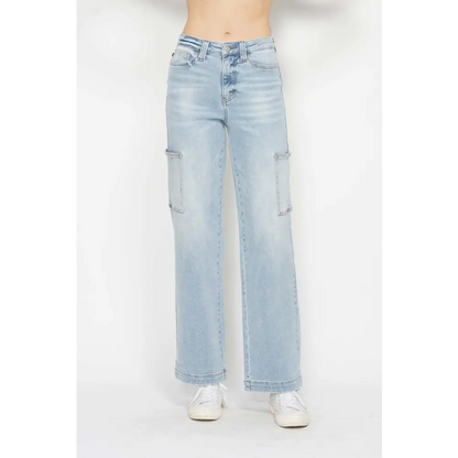 High Waist Straight Cargo Jeans.