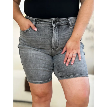 High Waist Washed Denim Shorts.