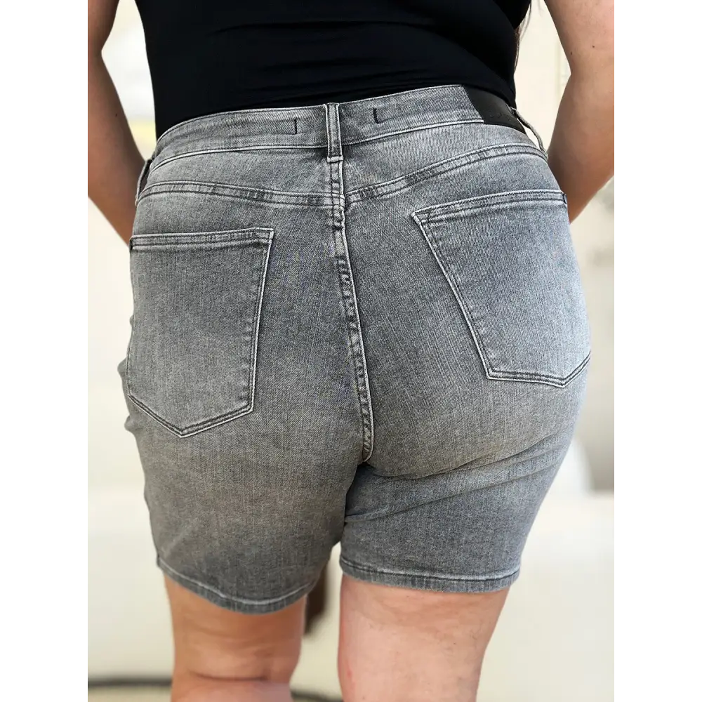 High Waist Washed Denim Shorts.