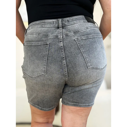 High Waist Washed Denim Shorts.