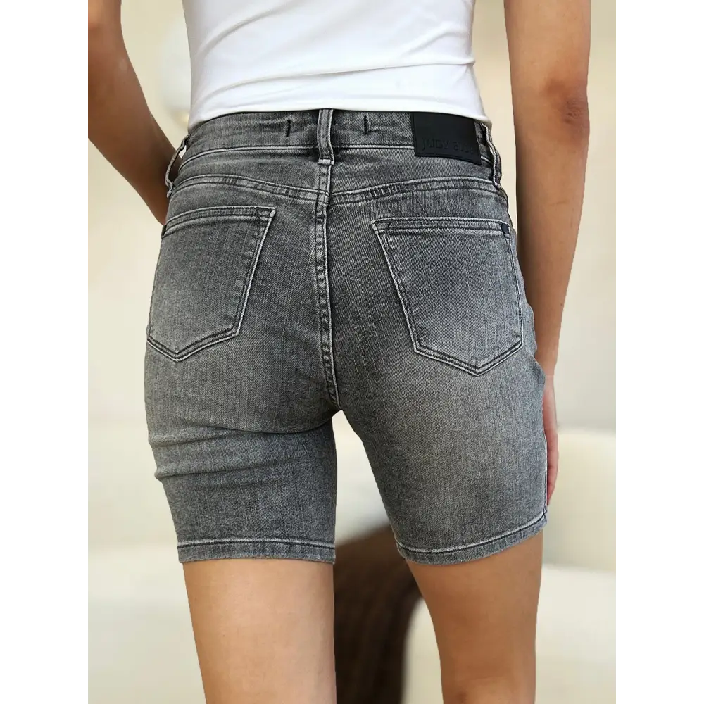 High Waist Washed Denim Shorts.