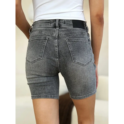 High Waist Washed Denim Shorts.