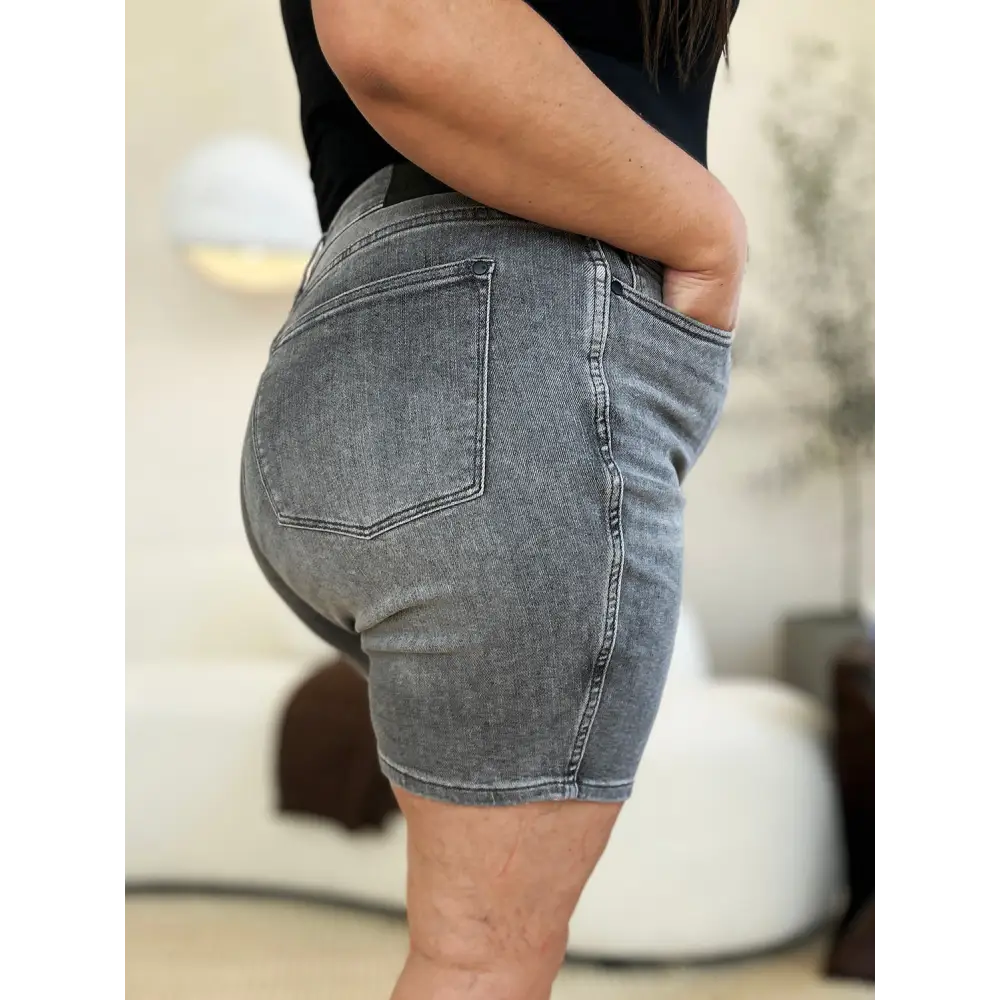High Waist Washed Denim Shorts.