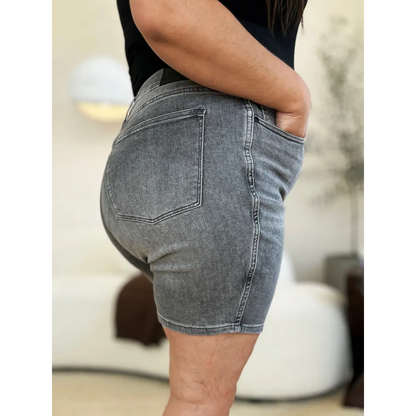 High Waist Washed Denim Shorts.