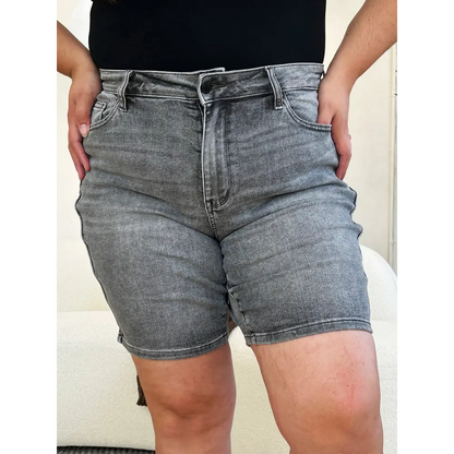 High Waist Washed Denim Shorts.