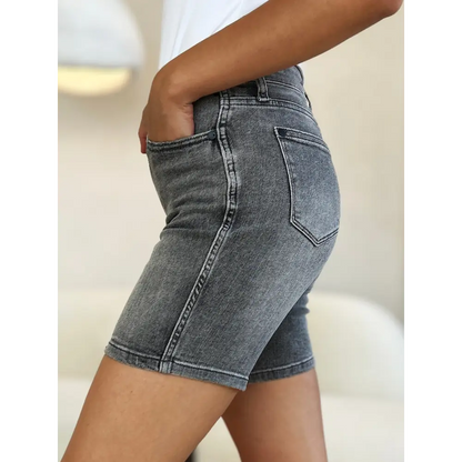 High Waist Washed Denim Shorts.