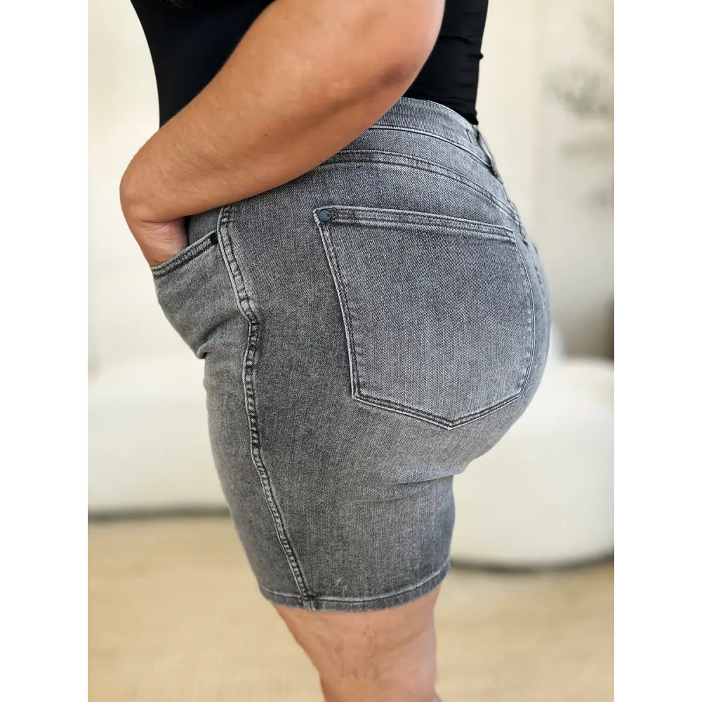 High Waist Washed Denim Shorts.