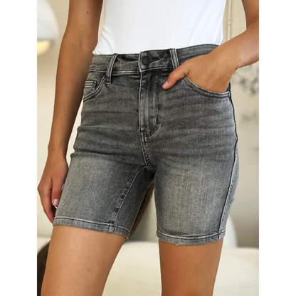 High Waist Washed Denim Shorts.