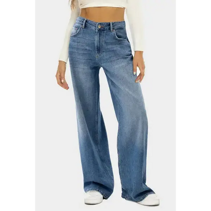 High Waist Wide Leg Jeans.