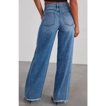 High Waisted Denim Wide Leg Jeans.