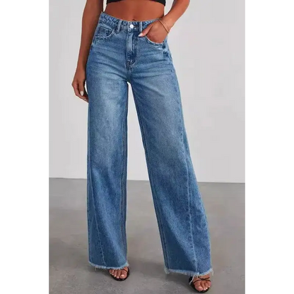 High Waisted Denim Wide Leg Jeans.