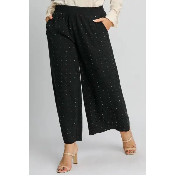 High Waisted Embellished Linen Pants.