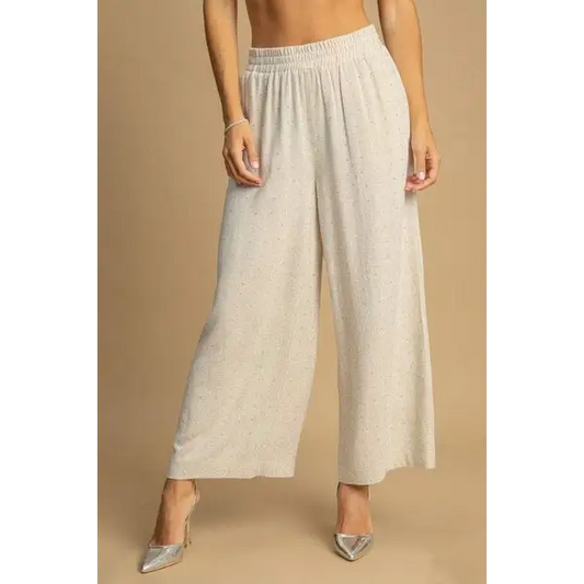 High Waisted Embellished Linen Pants.