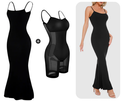 Built-In Shapewear Sleeveless Maxi Dress