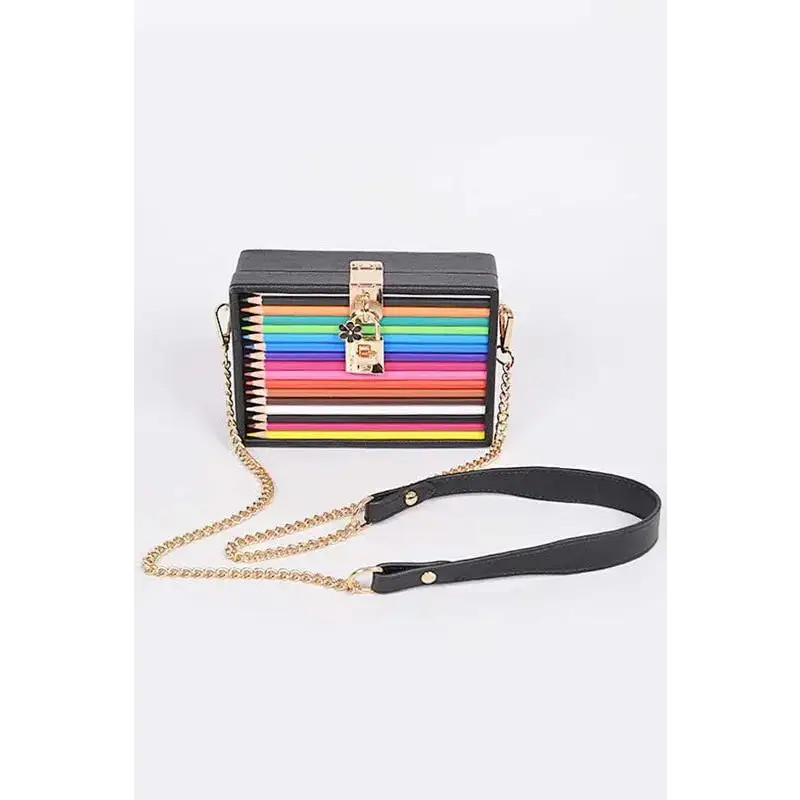Iconic Locket Color Pencil Box Clutch.