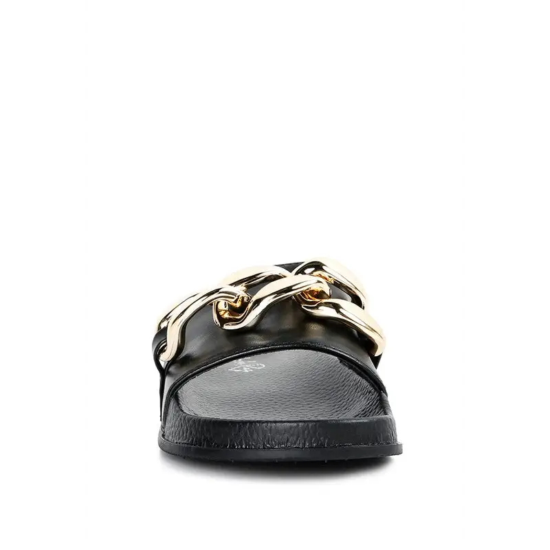 ISHTAR METALLIC CHAIN METAL SLID FLATS.