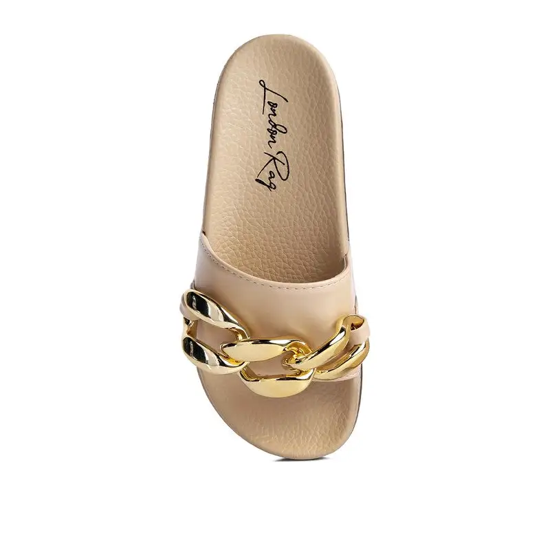 ISHTAR METALLIC CHAIN METAL SLID FLATS.
