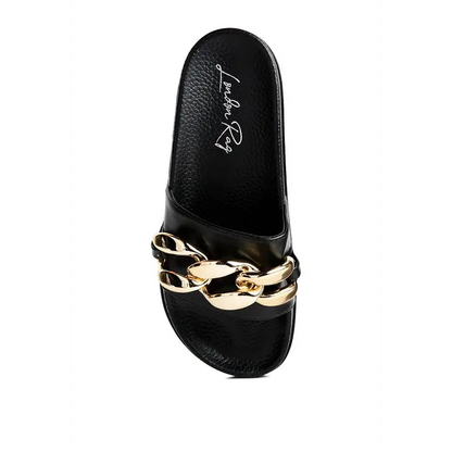 ISHTAR METALLIC CHAIN METAL SLID FLATS.