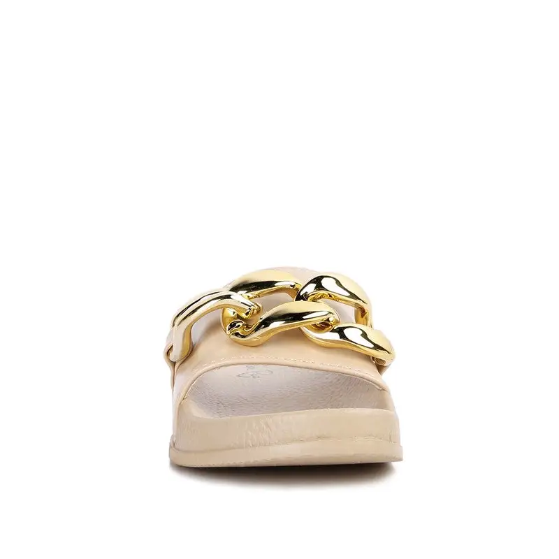 ISHTAR METALLIC CHAIN METAL SLID FLATS.