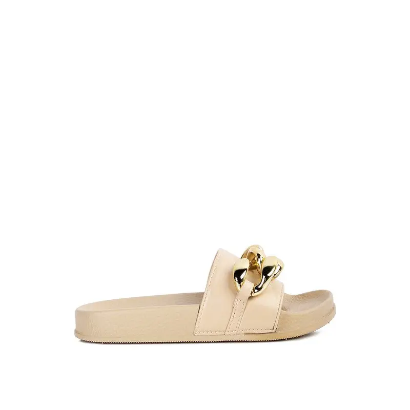 ISHTAR METALLIC CHAIN METAL SLID FLATS.