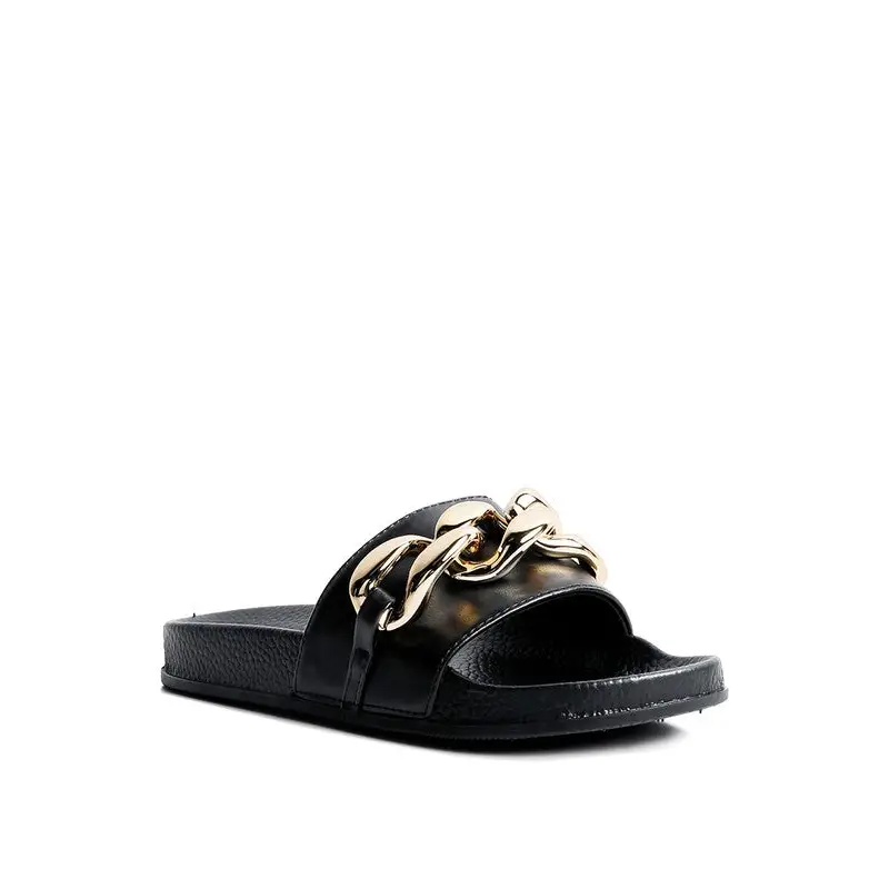 ISHTAR METALLIC CHAIN METAL SLID FLATS.