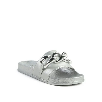 ISHTAR METALLIC CHAIN METAL SLID FLATS.