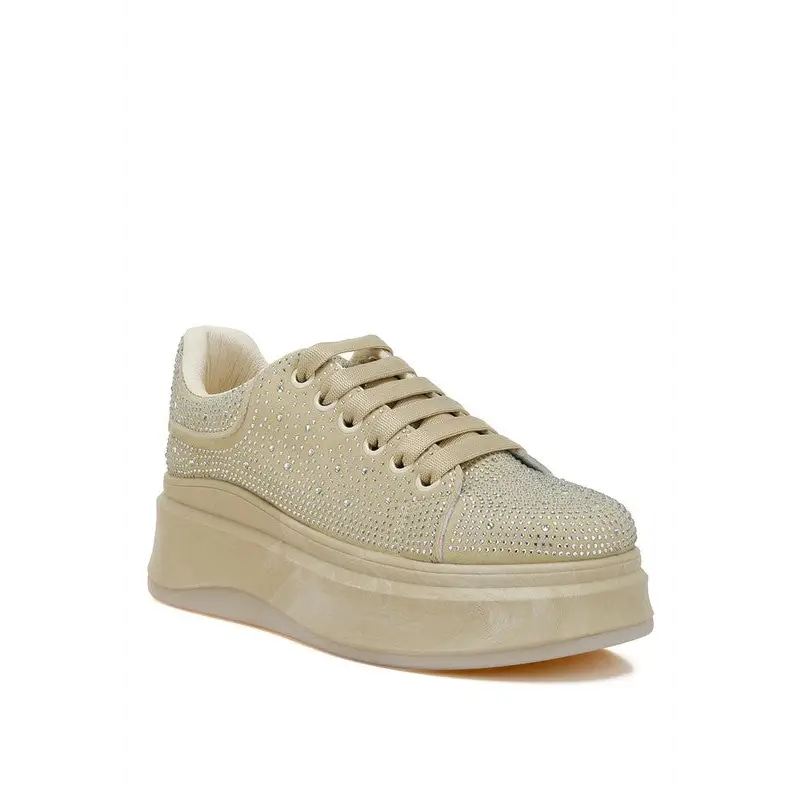 Jitter Bug Rhinestones Embellished Chunky Sneakers.