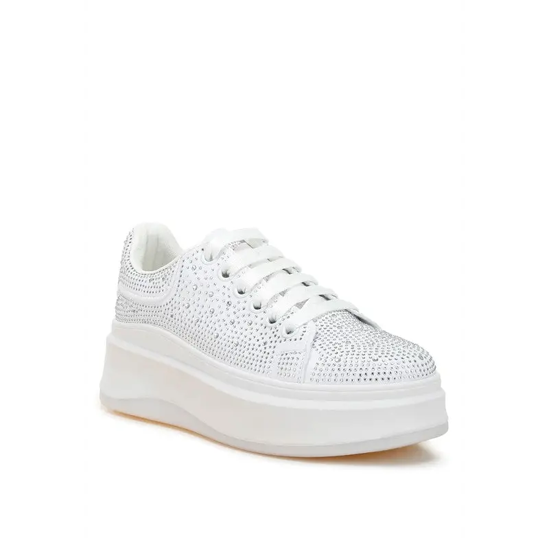 Jitter Bug Rhinestones Embellished Chunky Sneakers.