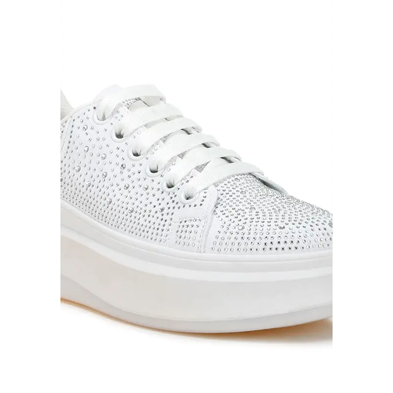 Jitter Bug Rhinestones Embellished Chunky Sneakers.