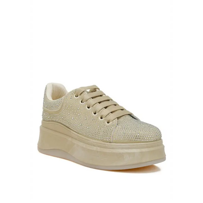 Jitter Bug Rhinestones Embellished Chunky Sneakers.