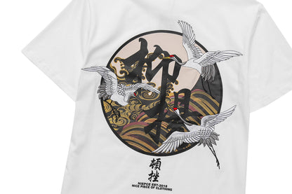 Movement of Cranes Embroidery Tee
