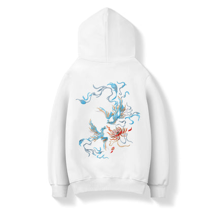 Blue Phoenix Embroidery Hoodie