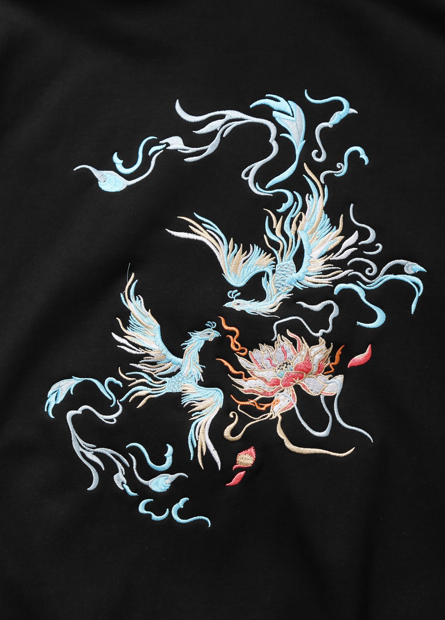 Blue Phoenix Embroidery Hoodie