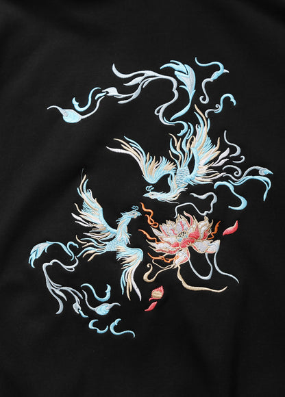 Blue Phoenix Embroidery Hoodie