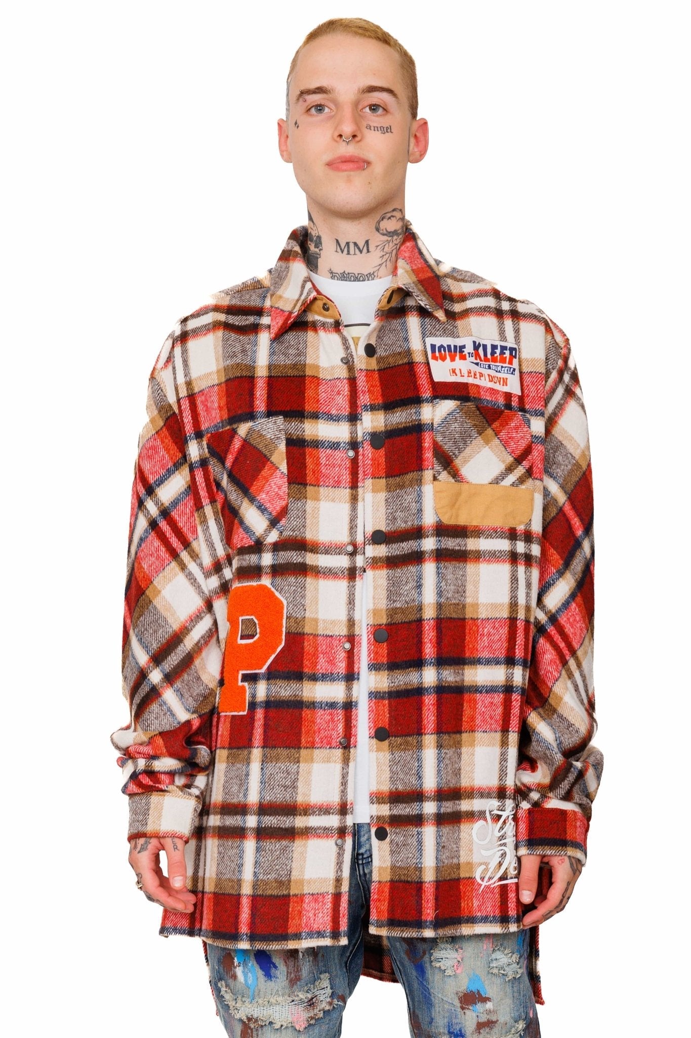 Burlywood Heavy Flannel Elongated Oversize Shirt