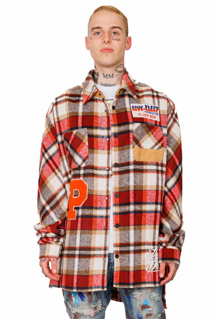 Burlywood Heavy Flannel Elongated Oversize Shirt