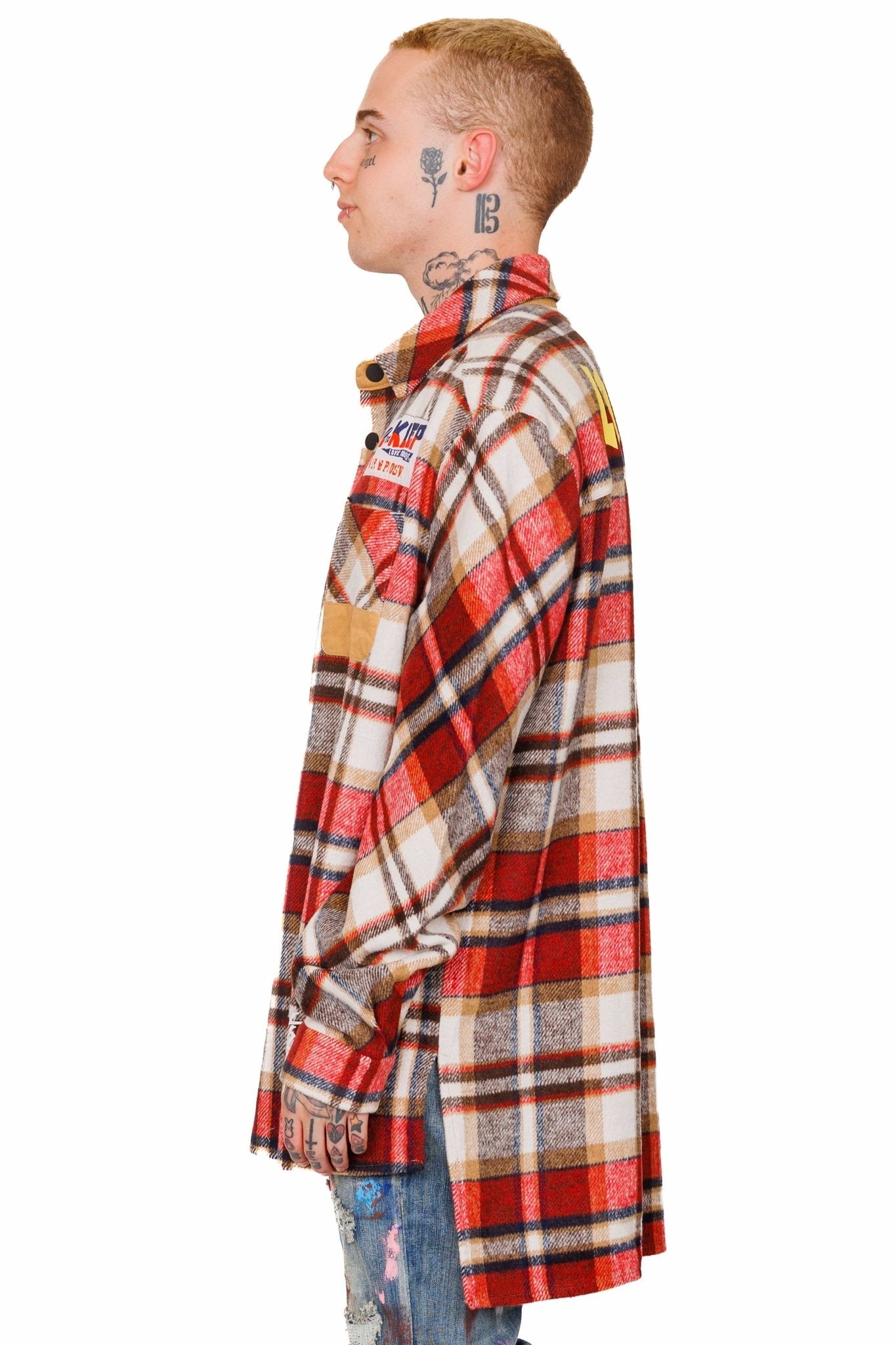 Burlywood Heavy Flannel Elongated Oversize Shirt