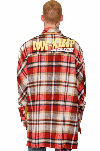 Burlywood Heavy Flannel Elongated Oversize Shirt