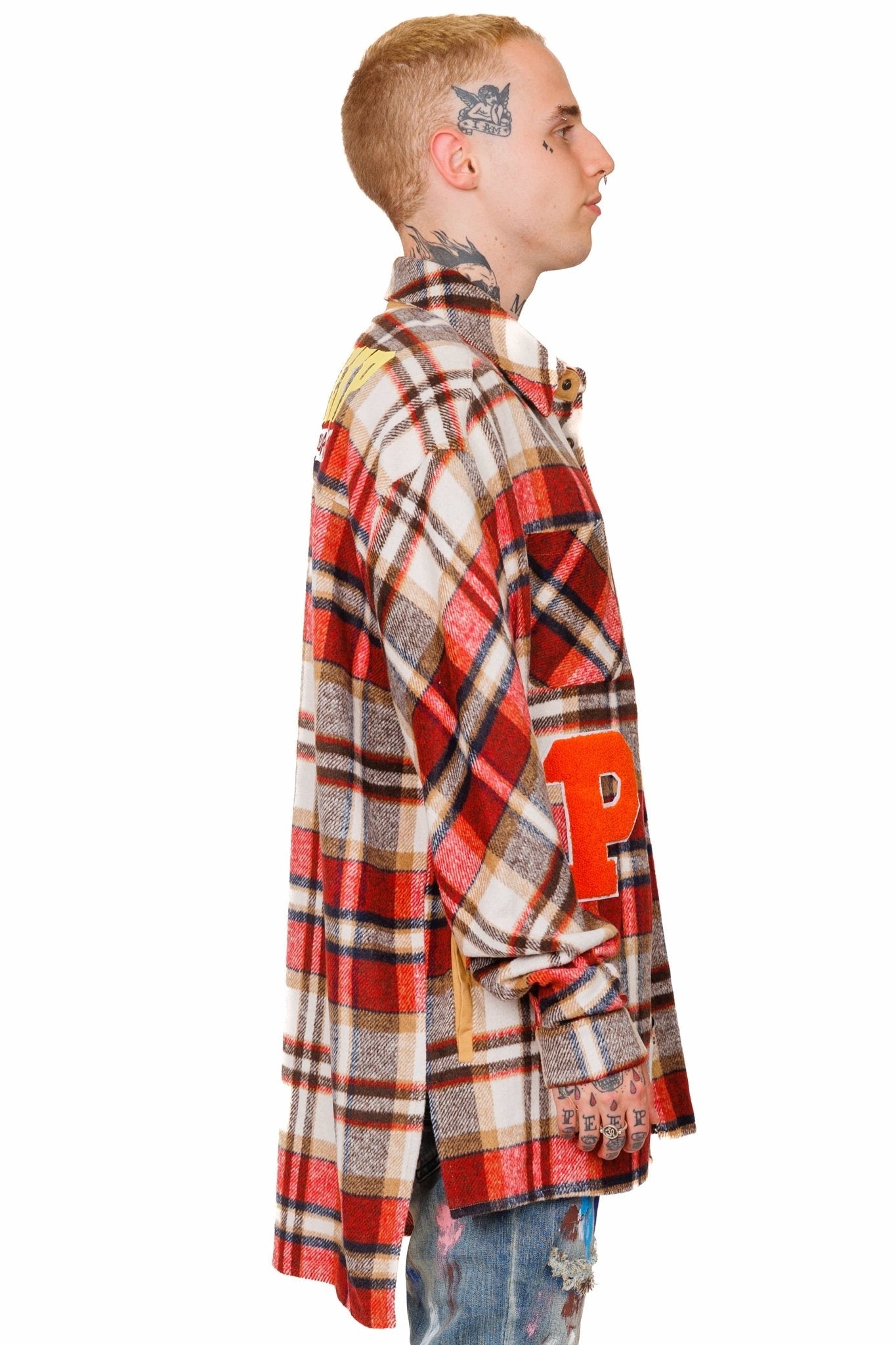 Burlywood Heavy Flannel Elongated Oversize Shirt
