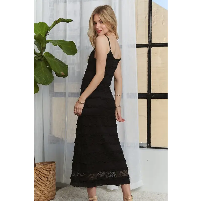 Lace Scoop Neck Midi Cami Dress.