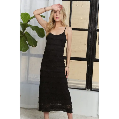 Lace Scoop Neck Midi Cami Dress.