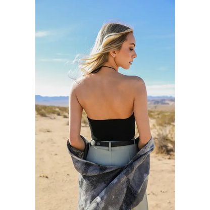 Lace-Up Halter Knit Bralette.