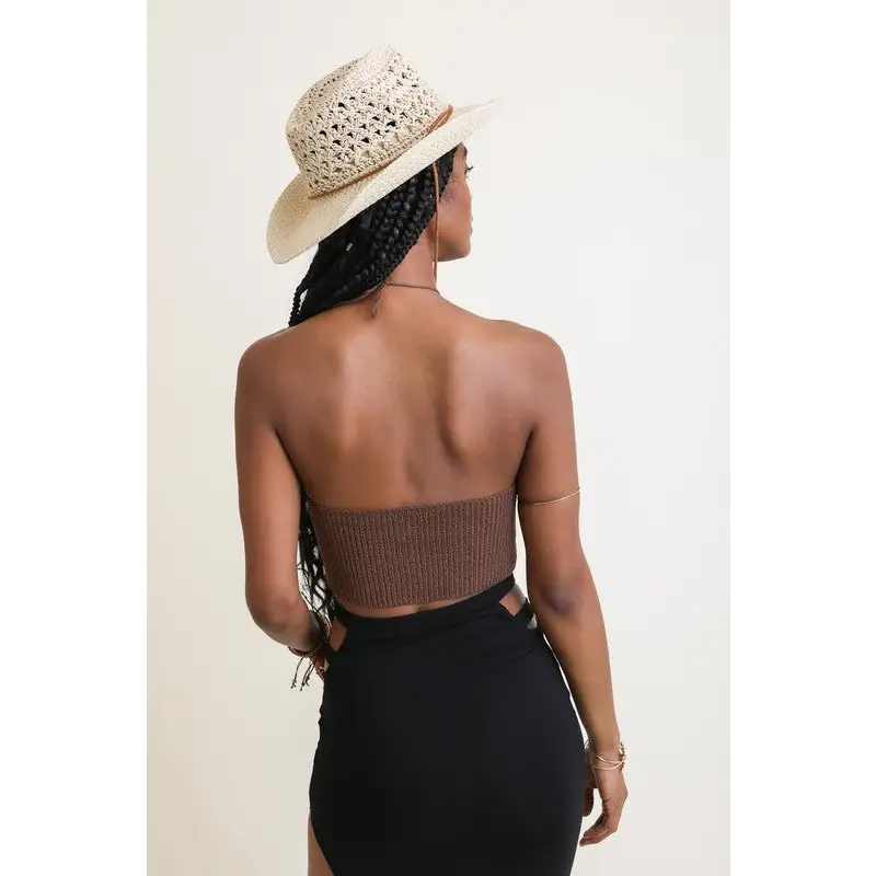 Lace-Up Halter Knit Bralette.